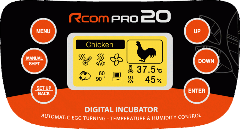 Rcom Pro PX20 Advanced Incubator screen