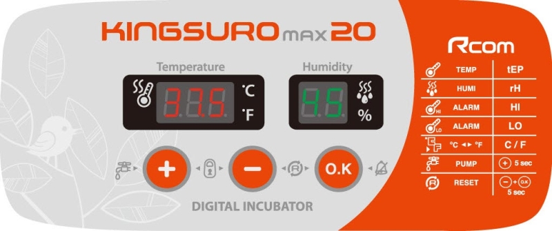 Rcom Kingsuro MAX MX20 Incubator Automatic Climate Control in Egg Incubator